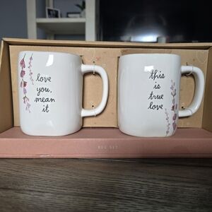 Rae Dunn White Ceramic Love Mug Set